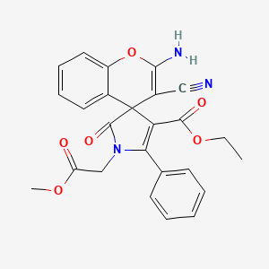 ethyl 2-amino-3-cyano-1'-(2-methoxy-2-oxoethyl)-2'-oxo-5'-phenyl-1',2'-dihydrospiro[chromene-4,3'-pyrrole]-4'-carboxylate