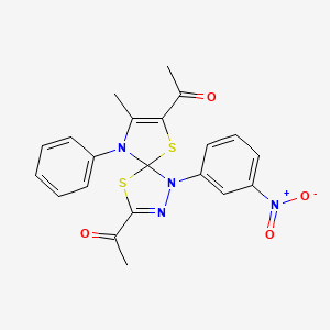 1,1'-[8-methyl-1-(3-nitrophenyl)-9-phenyl-4,6-dithia-1,2,9-triazaspiro[4.4]nona-2,7-diene-3,7-diyl]diethanone