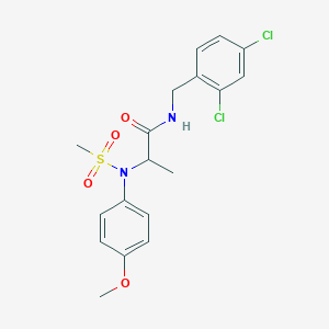molecular formula C18H20Cl2N2O4S B417205 N-(2,4-dichlorobenzyl)-N~2~-(4-methoxyphenyl)-N~2~-(methylsulfonyl)alaninamide 