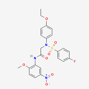 molecular formula C23H22FN3O7S B4172057 N~2~-(4-ethoxyphenyl)-N~2~-[(4-fluorophenyl)sulfonyl]-N~1~-(2-methoxy-5-nitrophenyl)glycinamide 