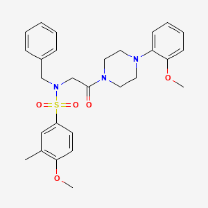 molecular formula C28H33N3O5S B4172083 N-benzyl-4-methoxy-N-{2-[4-(2-methoxyphenyl)-1-piperazinyl]-2-oxoethyl}-3-methylbenzenesulfonamide 