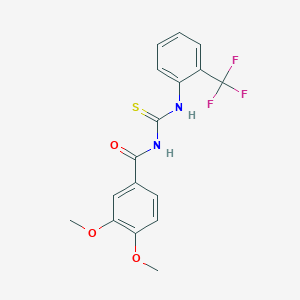 molecular formula C17H15F3N2O3S B417209 3,4-dimethoxy-N-{[2-(trifluoromethyl)phenyl]carbamothioyl}benzamide 