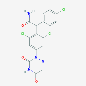 molecular formula C17H11Cl3N4O3 B041721 2-(4-氯苯基)-2-[2,6-二氯-4-(3,5-二氧-1,2,4-三嗪-2-基)苯基]乙酰胺 CAS No. 112206-56-1