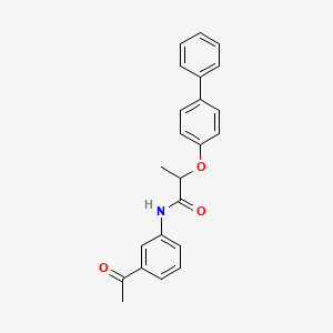 molecular formula C23H21NO3 B4172125 N-(3-acetylphenyl)-2-(4-biphenylyloxy)propanamide 