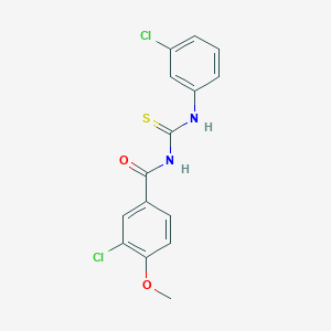 molecular formula C15H12Cl2N2O2S B417213 3-chloro-N-[(3-chlorophenyl)carbamothioyl]-4-methoxybenzamide 