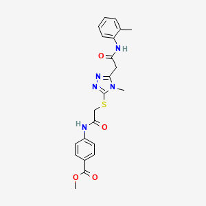 molecular formula C22H23N5O4S B4172147 methyl 4-({[(4-methyl-5-{2-[(2-methylphenyl)amino]-2-oxoethyl}-4H-1,2,4-triazol-3-yl)thio]acetyl}amino)benzoate 