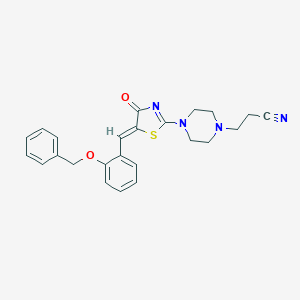 molecular formula C24H24N4O2S B417215 3-(4-{5-[2-(Benzyloxy)benzylidene]-4-oxo-4,5-dihydro-1,3-thiazol-2-yl}-1-piperazinyl)propanenitrile 