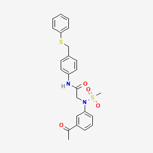 molecular formula C24H24N2O4S2 B4172153 N~2~-(3-acetylphenyl)-N~2~-(methylsulfonyl)-N~1~-{4-[(phenylthio)methyl]phenyl}glycinamide 