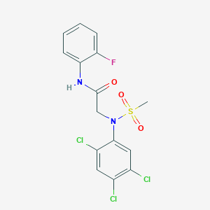 molecular formula C15H12Cl3FN2O3S B4172185 N~1~-(2-fluorophenyl)-N~2~-(methylsulfonyl)-N~2~-(2,4,5-trichlorophenyl)glycinamide 