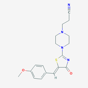 molecular formula C18H20N4O2S B417219 3-{4-[5-(4-Methoxybenzylidene)-4-oxo-4,5-dihydro-1,3-thiazol-2-yl]-1-piperazinyl}propanenitrile 