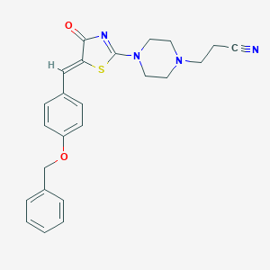 molecular formula C24H24N4O2S B417220 3-(4-{5-[4-(Benzyloxy)benzylidene]-4-oxo-4,5-dihydro-1,3-thiazol-2-yl}-1-piperazinyl)propanenitrile 