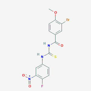 molecular formula C15H11BrFN3O4S B417222 3-bromo-N-[(4-fluoro-3-nitrophenyl)carbamothioyl]-4-methoxybenzamide 
