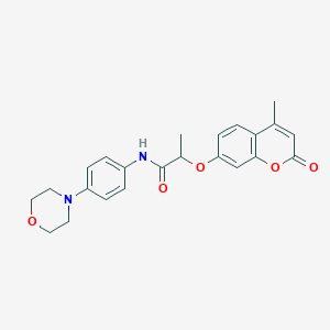 molecular formula C23H24N2O5 B4172246 2-[(4-methyl-2-oxo-2H-chromen-7-yl)oxy]-N-[4-(4-morpholinyl)phenyl]propanamide 