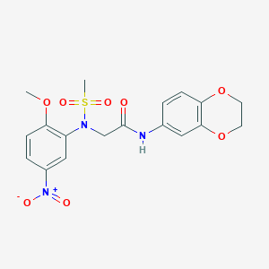 molecular formula C18H19N3O8S B4172273 N~1~-(2,3-dihydro-1,4-benzodioxin-6-yl)-N~2~-(2-methoxy-5-nitrophenyl)-N~2~-(methylsulfonyl)glycinamide 