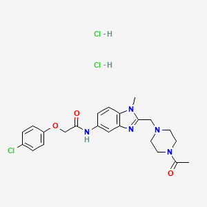 molecular formula C23H28Cl3N5O3 B4172275 N-{2-[(4-acetyl-1-piperazinyl)methyl]-1-methyl-1H-benzimidazol-5-yl}-2-(4-chlorophenoxy)acetamide dihydrochloride 