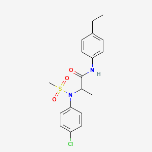 molecular formula C18H21ClN2O3S B4172284 N~2~-(4-chlorophenyl)-N~1~-(4-ethylphenyl)-N~2~-(methylsulfonyl)alaninamide 