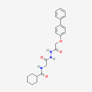 molecular formula C23H27N3O4 B4172288 N-(2-{2-[(4-biphenylyloxy)acetyl]hydrazino}-2-oxoethyl)cyclohexanecarboxamide 