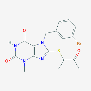 molecular formula C17H17BrN4O3S B417229 7-[(3-Bromophenyl)methyl]-3-methyl-8-(3-oxobutan-2-ylsulfanyl)purine-2,6-dione 
