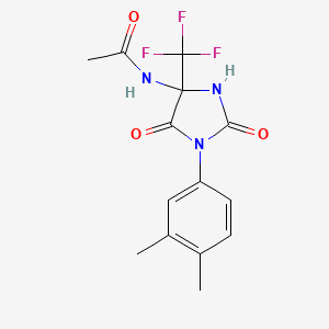 molecular formula C14H14F3N3O3 B4172293 N-[1-(3,4-dimethylphenyl)-2,5-dioxo-4-(trifluoromethyl)-4-imidazolidinyl]acetamide 