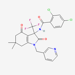 molecular formula C24H20Cl2F3N3O3 B4172345 2,4-dichloro-N-[6,6-dimethyl-2,4-dioxo-1-(3-pyridinylmethyl)-3-(trifluoromethyl)-2,3,4,5,6,7-hexahydro-1H-indol-3-yl]benzamide 