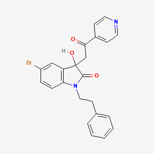 5-bromo-3-hydroxy-3-[2-oxo-2-(4-pyridinyl)ethyl]-1-(2-phenylethyl)-1,3-dihydro-2H-indol-2-one