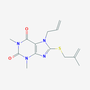 molecular formula C14H18N4O2S B417236 1,3-Dimethyl-8-(2-methylprop-2-enylsulfanyl)-7-prop-2-enylpurine-2,6-dione CAS No. 377061-85-3