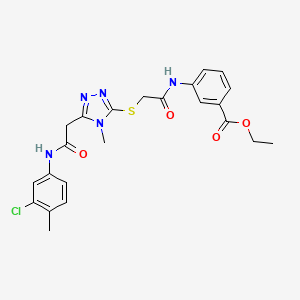 ethyl 3-({[(5-{2-[(3-chloro-4-methylphenyl)amino]-2-oxoethyl}-4-methyl-4H-1,2,4-triazol-3-yl)thio]acetyl}amino)benzoate