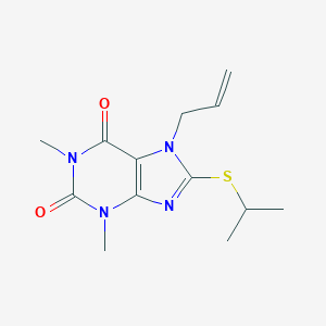 molecular formula C13H18N4O2S B417238 7-allyl-8-(isopropylthio)-1,3-dimethyl-3,7-dihydro-1H-purine-2,6-dione CAS No. 378207-84-2