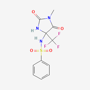 molecular formula C11H10F3N3O4S B4172404 N-[1-methyl-2,5-dioxo-4-(trifluoromethyl)-4-imidazolidinyl]benzenesulfonamide 