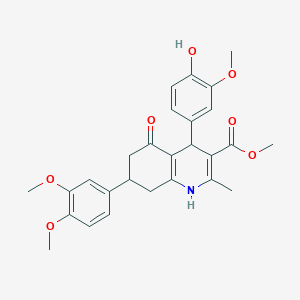 molecular formula C27H29NO7 B417241 Methyl 7-(3,4-dimethoxyphenyl)-4-(4-hydroxy-3-methoxyphenyl)-2-methyl-5-oxo-1,4,5,6,7,8-hexahydroquinoline-3-carboxylate 