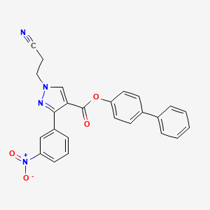 molecular formula C25H18N4O4 B4172426 4-biphenylyl 1-(2-cyanoethyl)-3-(3-nitrophenyl)-1H-pyrazole-4-carboxylate 
