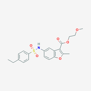 molecular formula C21H23NO6S B417243 2-Methoxyethyl 5-{[(4-ethylphenyl)sulfonyl]amino}-2-methyl-1-benzofuran-3-carboxylate CAS No. 477499-37-9