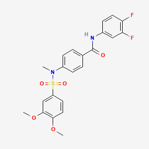 molecular formula C22H20F2N2O5S B4172432 N-(3,4-difluorophenyl)-4-[[(3,4-dimethoxyphenyl)sulfonyl](methyl)amino]benzamide 