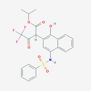 molecular formula C23H20F3NO6S B417246 Propan-2-yl 2-[4-(benzenesulfonamido)-1-hydroxynaphthalen-2-yl]-4,4,4-trifluoro-3-oxobutanoate CAS No. 425401-43-0