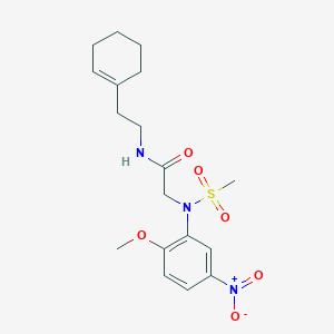 molecular formula C18H25N3O6S B4172466 N~1~-[2-(1-cyclohexen-1-yl)ethyl]-N~2~-(2-methoxy-5-nitrophenyl)-N~2~-(methylsulfonyl)glycinamide 
