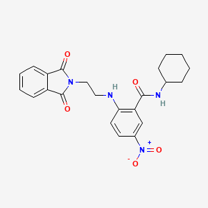 molecular formula C23H24N4O5 B4172473 N-cyclohexyl-2-{[2-(1,3-dioxo-1,3-dihydro-2H-isoindol-2-yl)ethyl]amino}-5-nitrobenzamide 