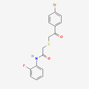 molecular formula C16H13BrFNO2S B4172499 2-{[2-(4-bromophenyl)-2-oxoethyl]thio}-N-(2-fluorophenyl)acetamide 