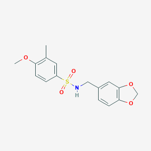 molecular formula C16H17NO5S B417252 N-(1,3-benzodioxol-5-ylmethyl)-4-methoxy-3-methylbenzenesulfonamide CAS No. 333444-46-5