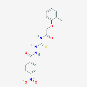 N-[(2-{4-nitrobenzoyl}hydrazino)carbothioyl]-2-(2-methylphenoxy)acetamide