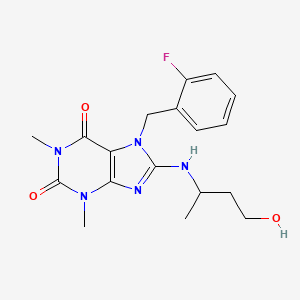 molecular formula C18H22FN5O3 B4172617 7-(2-fluorobenzyl)-8-[(3-hydroxy-1-methylpropyl)amino]-1,3-dimethyl-3,7-dihydro-1H-purine-2,6-dione 