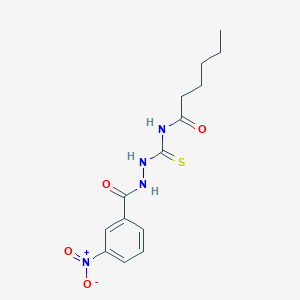 molecular formula C14H18N4O4S B417262 N-[(2-{3-nitrobenzoyl}hydrazino)carbothioyl]hexanamide 