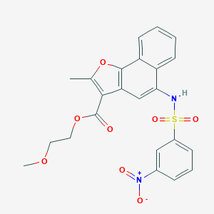 molecular formula C23H20N2O8S B417263 2-Methyl-5-(3-nitro-benzenesulfonylamino)-naphtho[1,2-b]furan-3-carboxylic acid 
