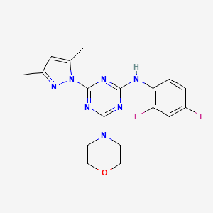 molecular formula C18H19F2N7O B4172630 N-(2,4-difluorophenyl)-4-(3,5-dimethyl-1H-pyrazol-1-yl)-6-(4-morpholinyl)-1,3,5-triazin-2-amine 