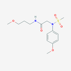 molecular formula C14H22N2O5S B417265 2-[4-methoxy(methylsulfonyl)anilino]-N-(3-methoxypropyl)acetamide 