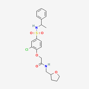 molecular formula C21H25ClN2O5S B4172657 2-(2-chloro-4-{[(1-phenylethyl)amino]sulfonyl}phenoxy)-N-(tetrahydro-2-furanylmethyl)acetamide 