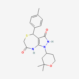 1-(2,2-dimethyltetrahydro-2H-pyran-4-yl)-3-hydroxy-4-(4-methylphenyl)-4,8-dihydro-1H-pyrazolo[3,4-e][1,4]thiazepin-7(6H)-one