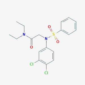 molecular formula C18H20Cl2N2O3S B417268 2-[3,4-dichloro(phenylsulfonyl)anilino]-N,N-diethylacetamide 