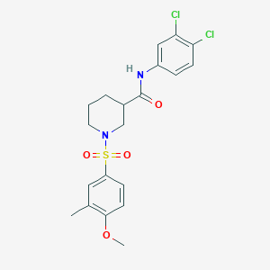 molecular formula C20H22Cl2N2O4S B4172688 N-(3,4-dichlorophenyl)-1-[(4-methoxy-3-methylphenyl)sulfonyl]-3-piperidinecarboxamide 