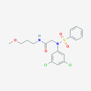 molecular formula C18H20Cl2N2O4S B417270 2-[3,5-dichloro(phenylsulfonyl)anilino]-N-(3-methoxypropyl)acetamide 