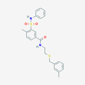 molecular formula C24H26N2O3S2 B4172708 3-(anilinosulfonyl)-4-methyl-N-{2-[(3-methylbenzyl)thio]ethyl}benzamide 